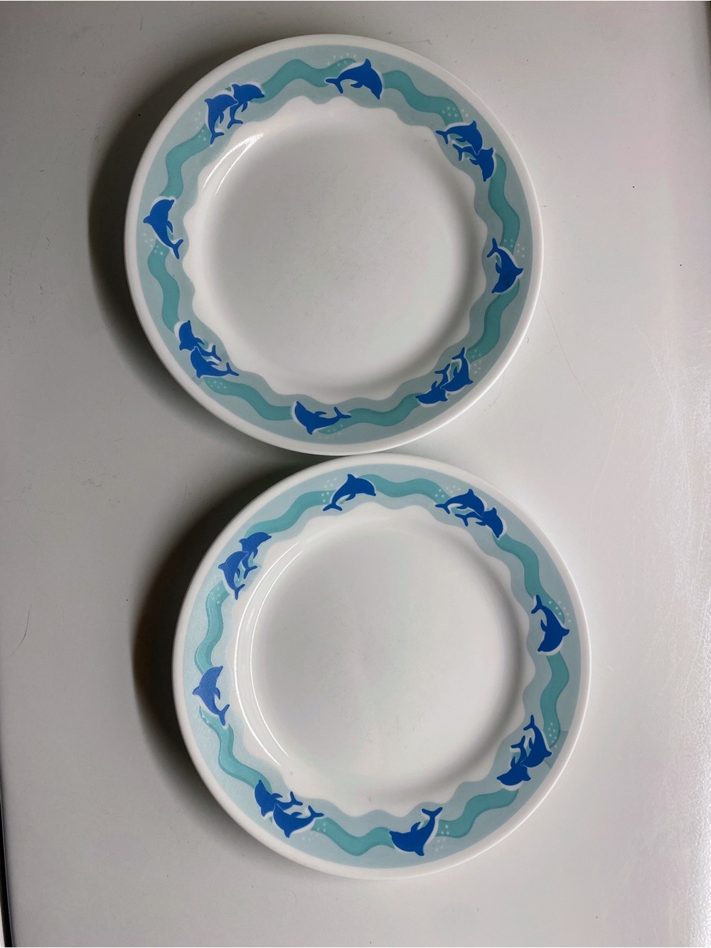 Corelle Dolphin Ocean Dance Pattern Luncheon Plates - Set of 2